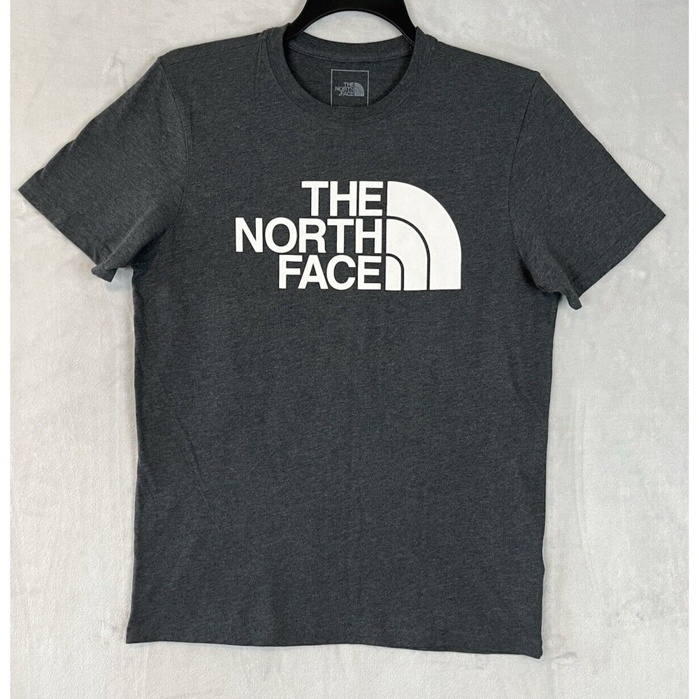 The North Face T-Shirt Men M Heather Gray Regular Fit Half Dome Logo Tee Casual